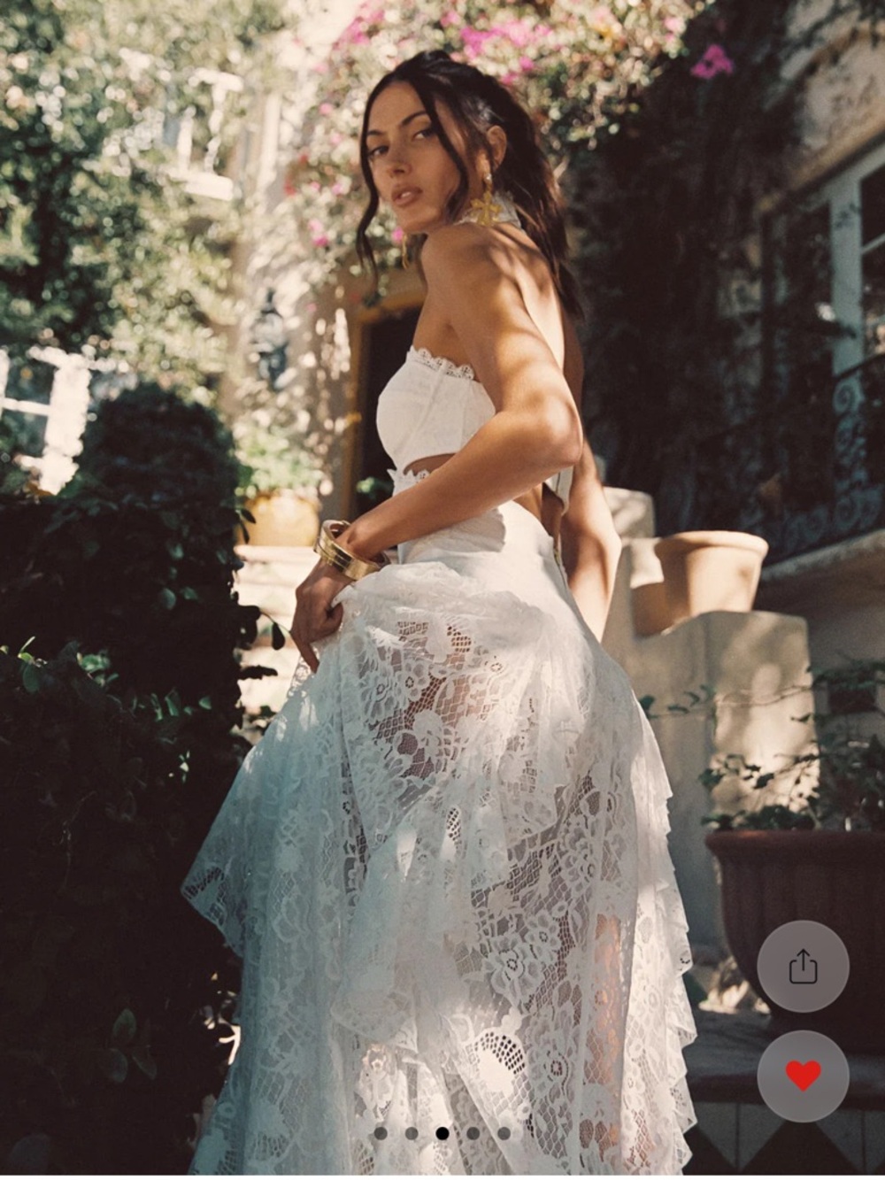 White Lace Halter Maxi Dress - Picture 3 of 4